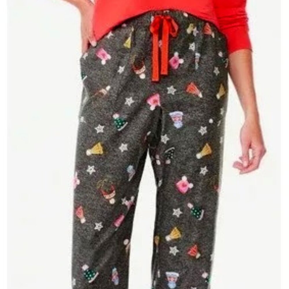 JOYSPUN Holiday Pattern Charcoal Grey Heather Pants w/ Pockets SZ XL (16-18)~NEW - Picture 3 of 5
